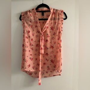 "Forever 21" Pink Floral Sleeveless Blouse Small